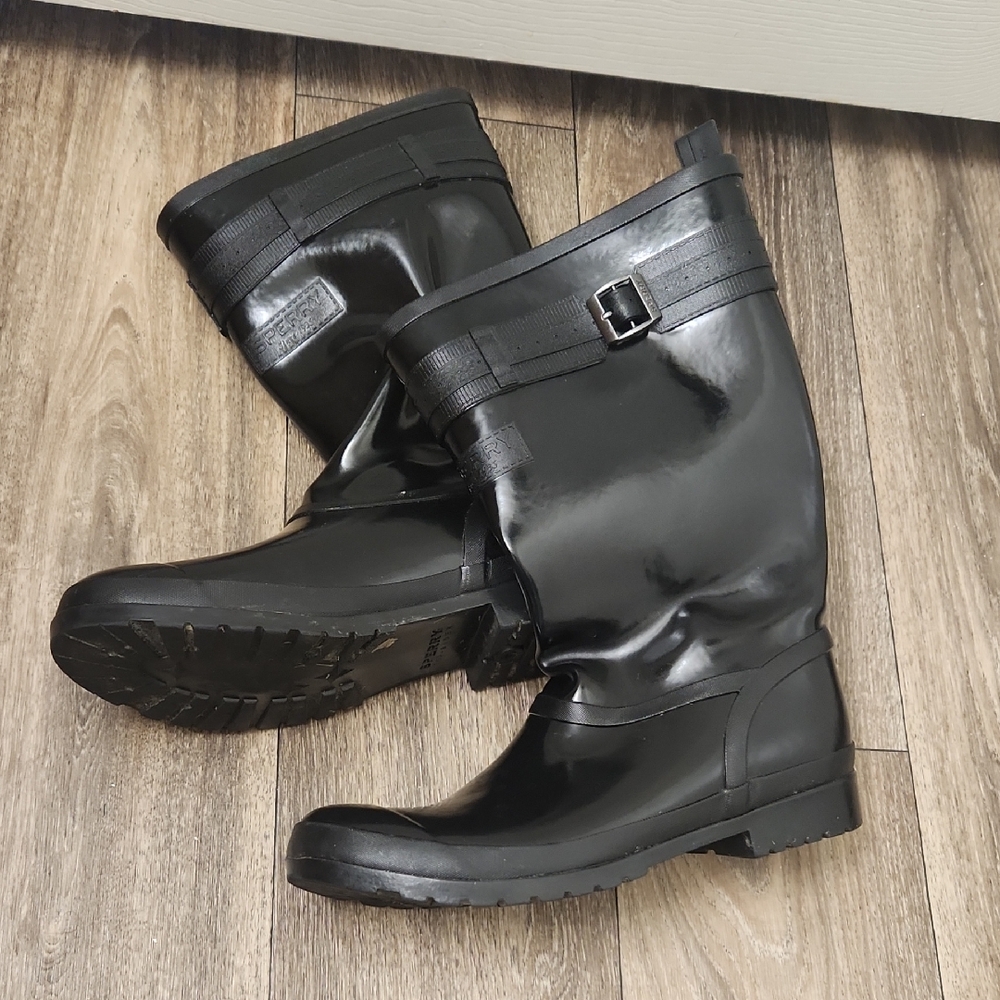 Sperry Black Women's Rubber Rain Boots
